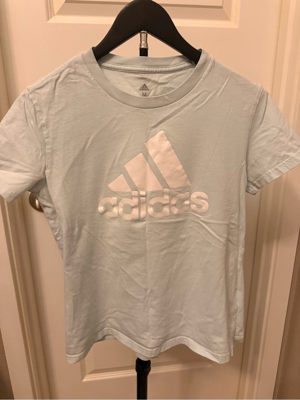 Women’s adidas Light Blue Tee with White Logo -